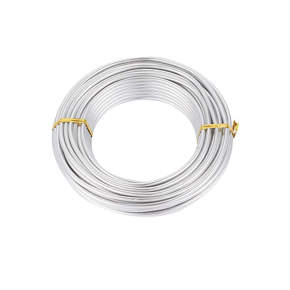 Beadthoven 6 Gauge (4mm) Aluminum Craft Wire 52 FT Bendable Flexible Metal Beading Wire for Jewelry Making Wrapping Floral Sculpting(Silver)
