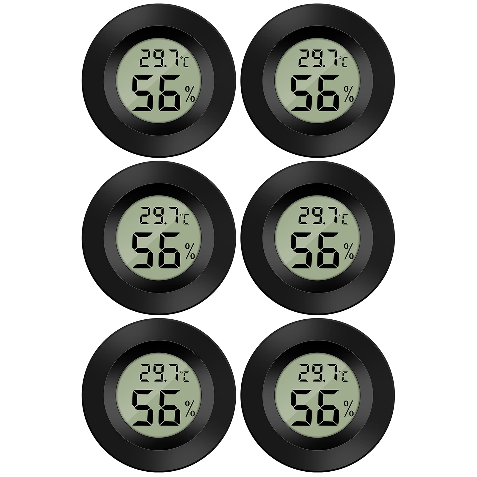 Thlevel Mini Hygrometer Thermometer Digital Temperature Humidity Meter Small Humidity Indicator LCD Digital Hydrometer for Greenhouse Babyroom 6 Pack