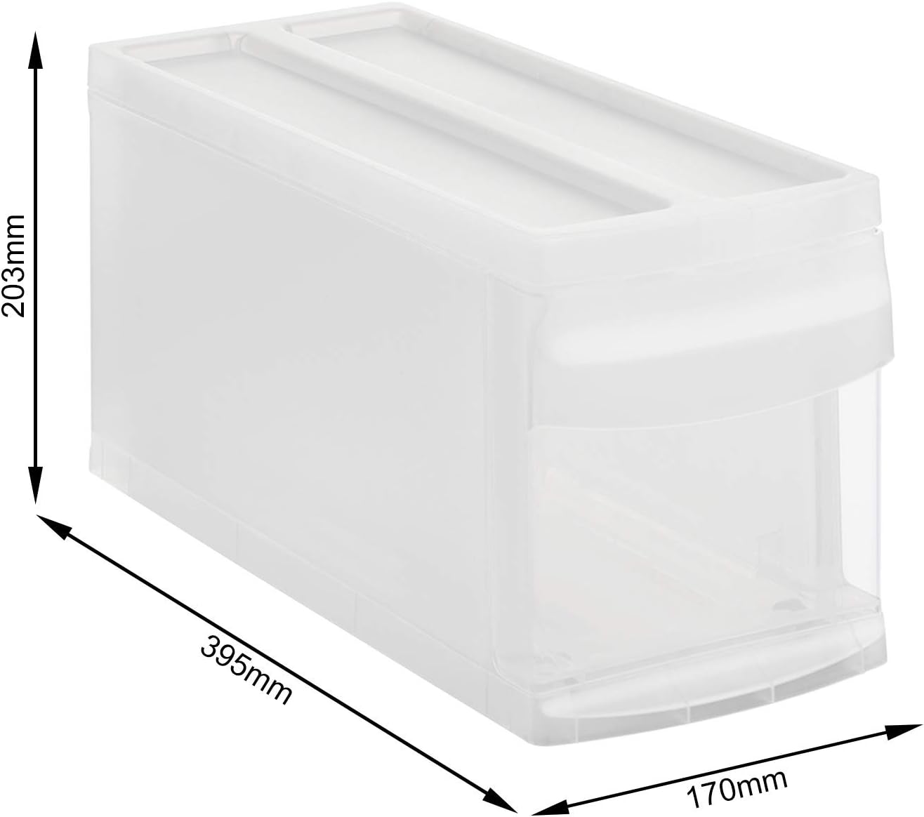 Rotho, Systemix, Drawer box 1 drawer S, Plastic (PP) BPA-free, transparent, S (39,5 x 17,0 x 20,3 cm), Transparent/Transparent, Small - Image 5