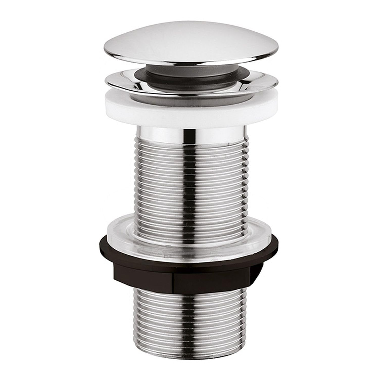 Edouard Rousseau Drain Fitting for Large Thickness Without Overflow with Chrome-Plated Finish