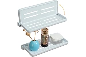 SKIKEN White Small Folding Wall Shelf, RV Aluminum Foldable Shelves, 90° Fold Up and Waterproof, Drop Down Floating Shelf for Kitchen, Toilet Room, Laundry Room, Small Space(2-Pack, White)