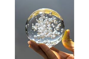 CHEZMAX Crystal Ball Glass Globe Decor - Crystal Sphere with Stand & Gift Box, Clear Decorative Crystal Globe, 3D Crystal Ball for Home Decor Photography, Gazing Divination Fengshui Meditation, 2.3 inch/60mm