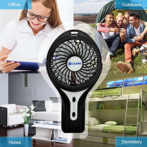 Anpress Mini Personal USB Rechargeable Handheld Fan with 3 Speed Adjustable, 7-Colorful Night Light, Battery/USB Powered, Portable Cool Student Fan for Home Office Outdoor and Travel (Black) - Thumbnail 6