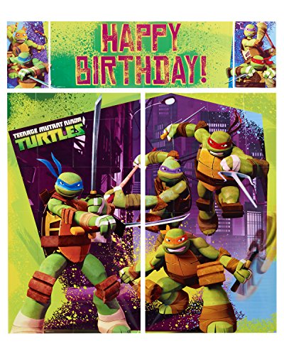 American Greetings Teenage Mutant Ninja Turtles Party Supplies, Scene Setter Wall Decorations, 5 piece set