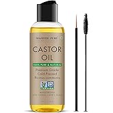 Majestic Pure Castor Oil - 100% Pure & Natural - Premium Grade, Cold Pressed, Hexane Free - Hair, Eyelashes, Eyebrows, Nails - Moisturizing & Nourishing - 4 Fl Oz