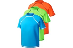 BIGANT Boys Rash Guard Short Sleeve Swim Shirt UPF 50+ Sun UV Protection Kids Youth SPF Surfing Water Beach Swimwear Top Quick Dry