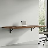 Wall Mounted Desk, Murphy Desk, Wall Mounted Folding Table, 48x16 Brown | Houseables Laundry Folding Table, Fold Down Work Bench, Foldable Station, Floating Bar, Hanging, Dining, Kitchen, Clothes