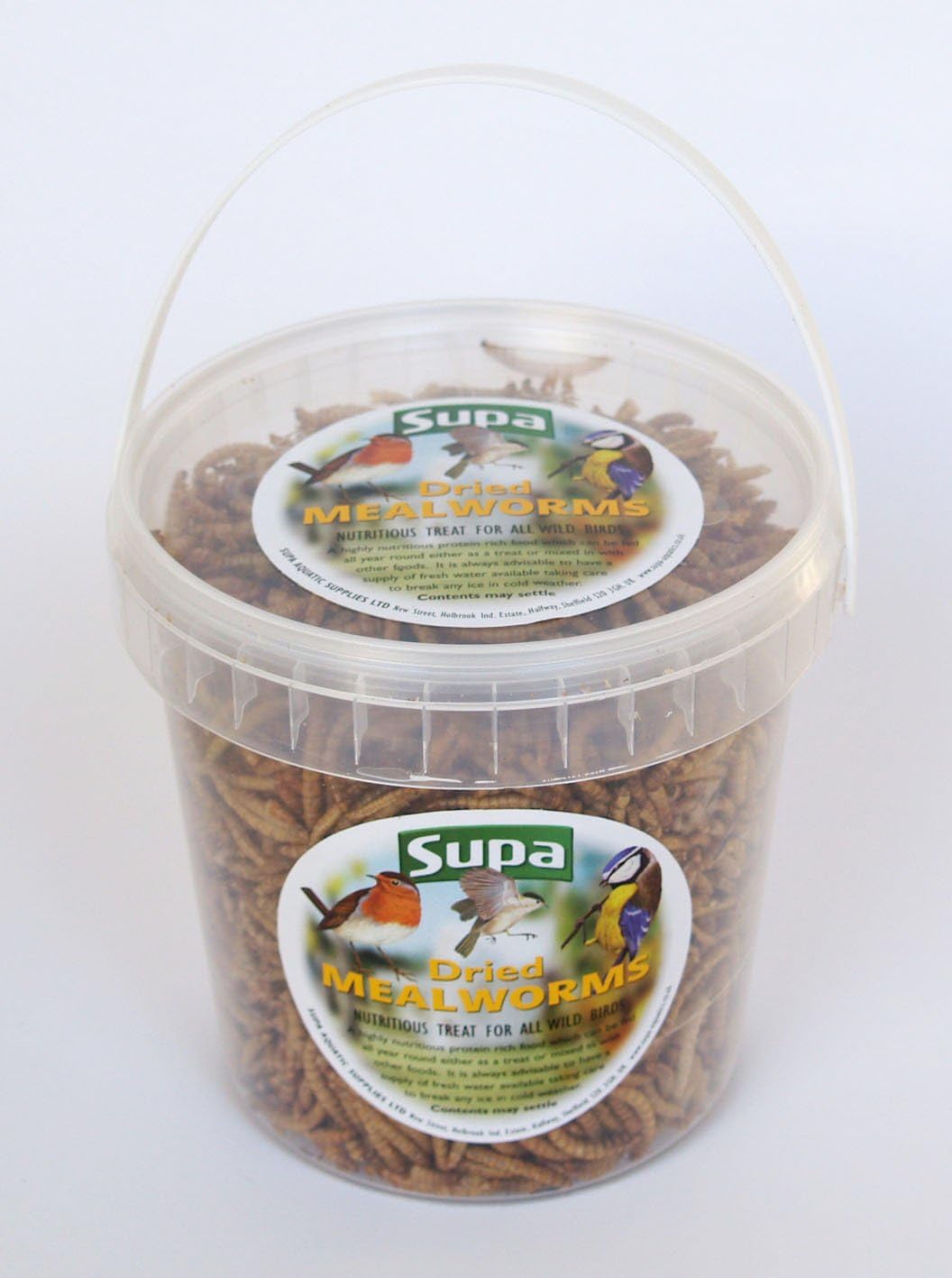 Supa Dried Mealworms for Wild Birds, 1 Litre Bucket High Energy