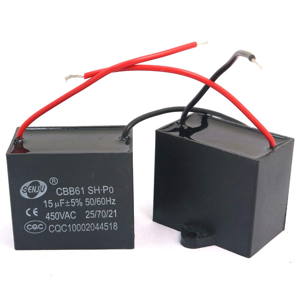 DollaTek 2Pcs CBB61 15uF 450V AC 50/60Hz Air Conditioner Fan Motor Running Capacitor