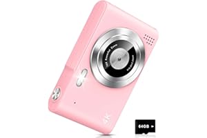 AYCY Digital Camera, Camera for Kids, UHD 4K 48MP Point and Shoot Digital Cameras with 64GB SD Card and 16X Digital Zoom Anti Shake, Compact Portable Small Gift for Boys Girls Students, Pink