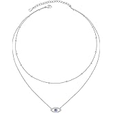 DAOSHANG Evil Eye Choker Necklace S925 Sterling Silver Layered Dainty Simple Choker Necklace Cubic Zirconia Evil Eye Good Luck Jewelry for Women