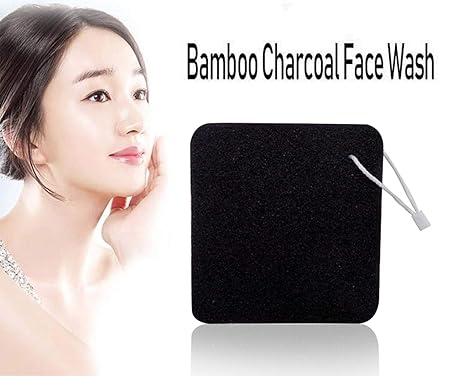 AASA Facial Sponge Charcoal for Men and Women, Bamboo Charcoal Sponge for Face Cleaning, 15 Gram, Black, Pack of 1