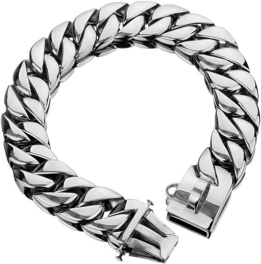 UTOPIAY 32mm Hip Hop Pet Dog 316L Stainless Steel Choke Chain Choker Collar Cuban Curb Necklace Training Slip Collar for Large dog bulldog bully dubin bullfighting,55cm