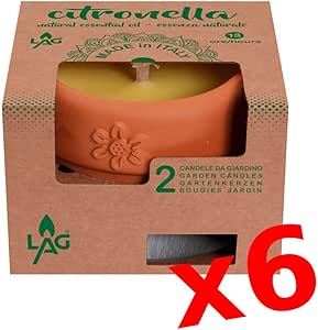Graziani - Juego de 6 Velas de citronela de Terracota y ...
