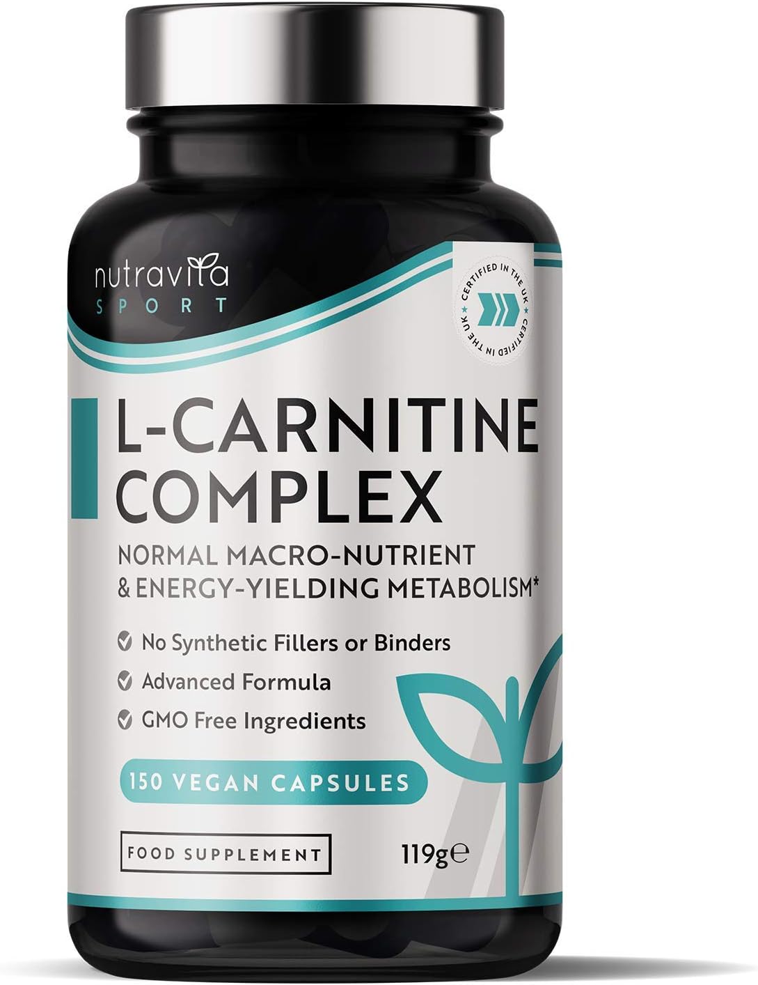 Nutravita L-Carnitine Complex, High Strength Capsules with Added Riboflavin, Biotin, Chromium, Vitamin D, B3 & B6
