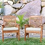 Walker Edison Wood Patio Chairs (Set of 2), Brown