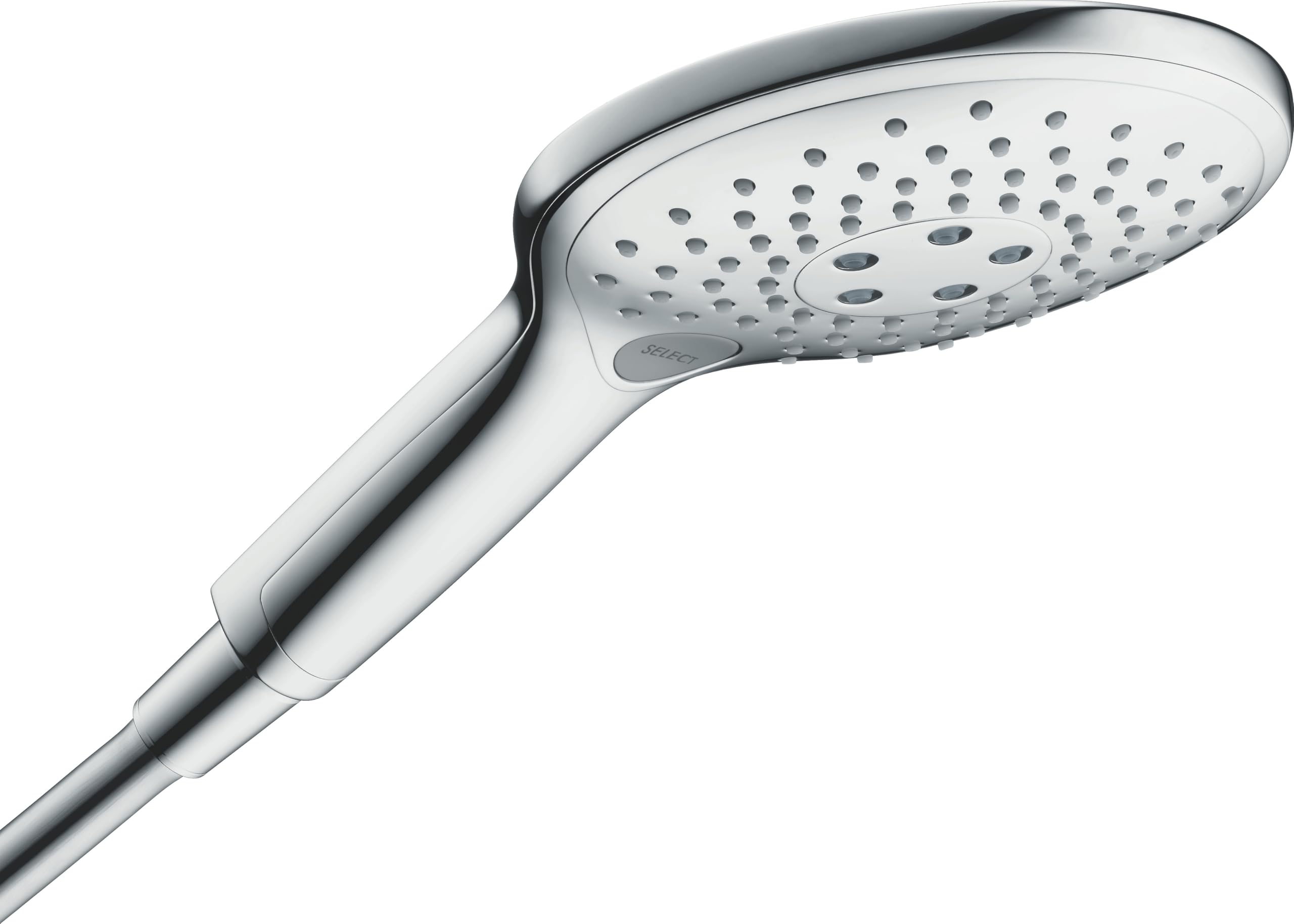 hansgrohe Raindance Select S - shower head, hand shower round (⌀ 150 mm) with 3 sprays, with anti-limescale function, chrome, 28587000