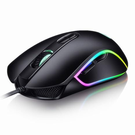 Gaming Maus, Gamer Maus mit 4800 DPI (6 Einstellbare 200-4800DPI), 6 Tasten und USB-Kabel, Rechts/Linkshänder, Ergonomisches 