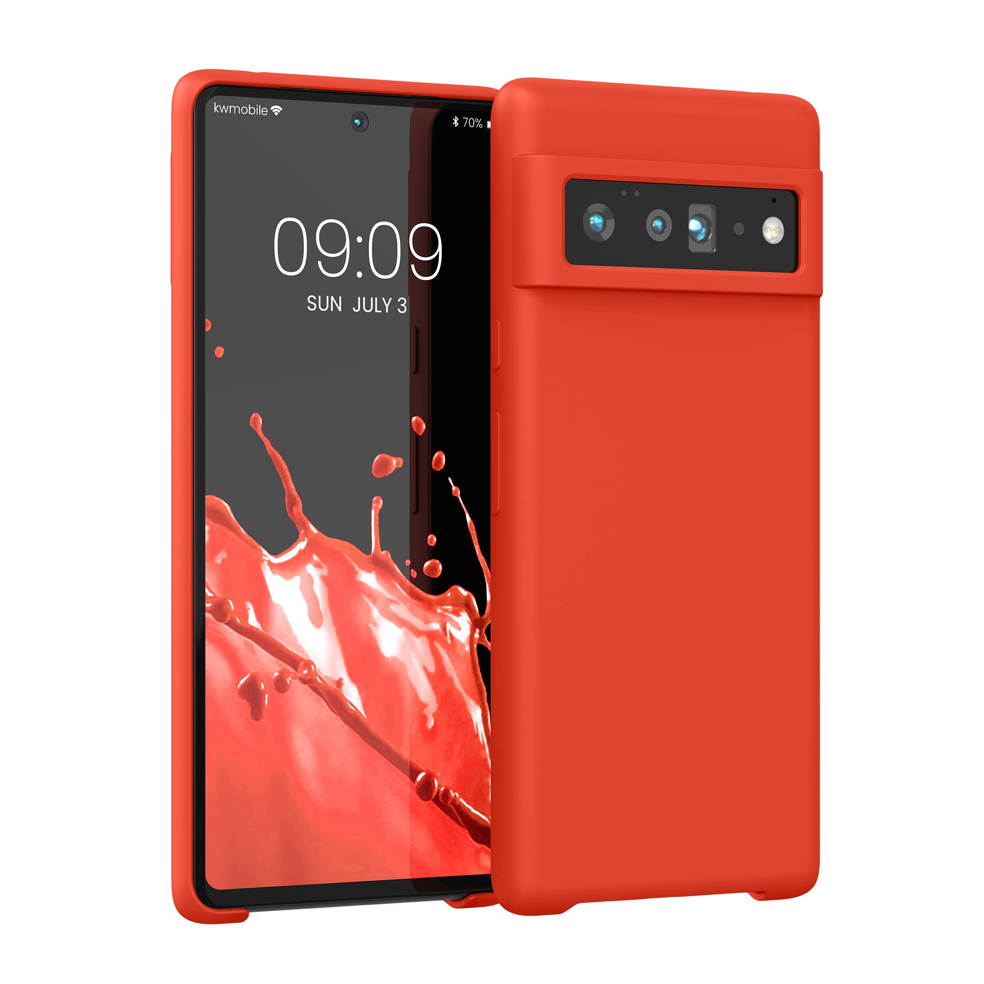 kwmobile Case for Google Pixel 6 Pro Case - Soft Cover - Shockproof Silicone - Wireless Charging Tangerine Orange โ image 1