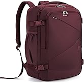 ECOHUB Carry On Travel Backpack, Expandable Airlines Personal Item Bag 18x14x8, Water Resistant 17 inch Laptop Backpack Flight Approved, 12 Pockets 30L Work Backpacks with Wet Pocket & Cable Slot, Red