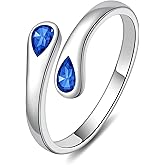 Yaweina Adjustable Thumb Birthstone Rings for Women 925 Sterling Silver Love Promise Ring for her Daughter Granddaughter Birthday Christmas Gifts
