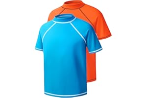 BIGANT Boys Rash Guard Short Sleeve Swim Shirt UPF 50+ Sun UV Protection Kids Youth SPF Surfing Water Beach Swimwear Top Quick Dry