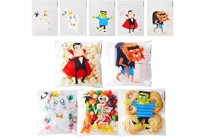 LOMIMOS Halloween Treat Bags,Self-Adhesive Cellophane Plastic Candy Bags for Party Gift Supplies,200PCS