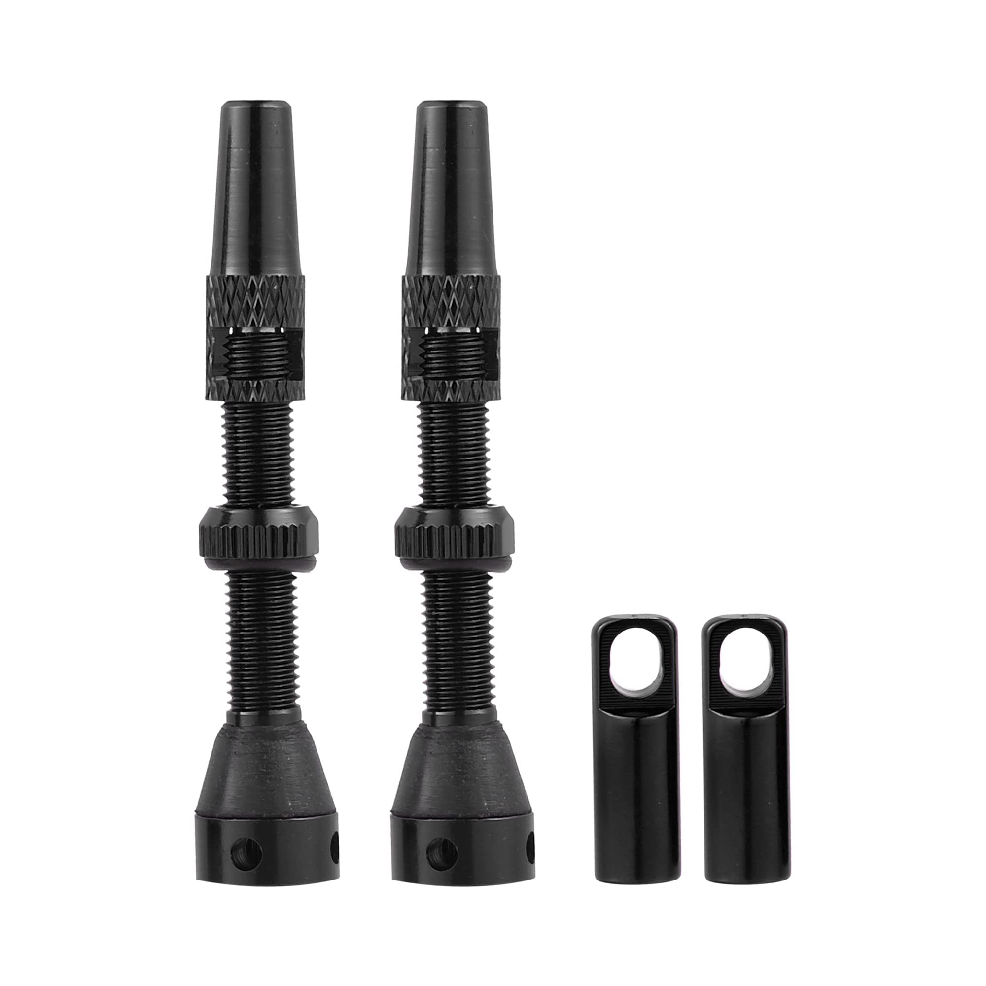 X AUTOHAUX 1 Set Aluminum Alloy Rubber 44mm Bike Tubeless Valve Stems Black