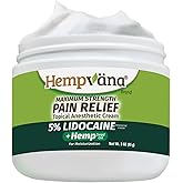 Hempvana 5% Lidocaine Relief Cream, Maximum Strength, AS-SEEN-ON-TV, Strong Cream, Numbs Irritated Nerves for Fast Anorectal Relief, Non-Greasy, Targeted Long-Lasting Relief. Enriched with Hemp, 3 Oz