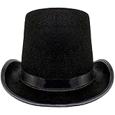 NOVELTY GIANT WWW.NOVELTYGIANT.COM Black Permafelt Top Hat Formal Wear w/Ribbon Accents