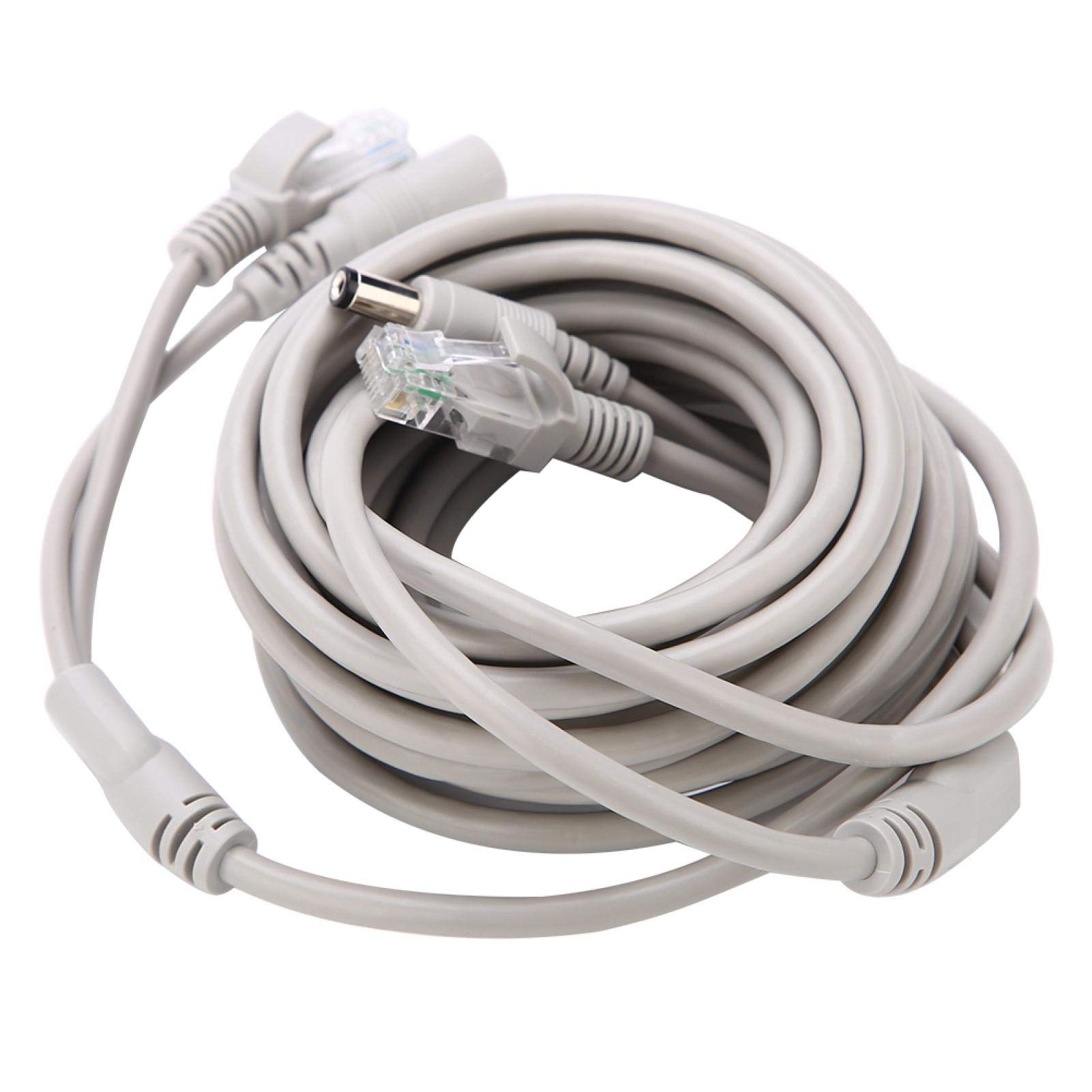 Ethernet CCTV Cable External (Outdoor use) & Internal 5M/10M/15M/20M RJ45+DC Ethernet Cable Network LAN Cable for IP Cameras NVR System 10Mbps/100Mbps(5M)