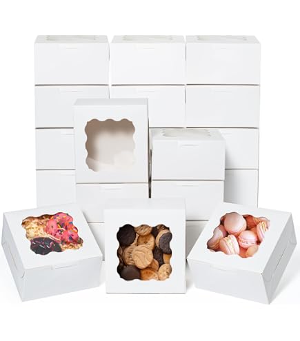 40 Stück Backboxen Mit Sichtfenster | 10 X 10 X 5 Cm | Für Mini-Kuchen, Kekse, Macarons & Party-Gastgeschenke