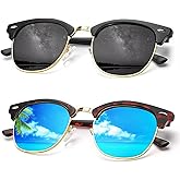 KALIYADI Sunglasses Men Polarized Sunglasses for Men Women Unisex Semi-Rimless Frame Retro Driving Sun Glasses UV Blocking