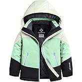 GEMYSE Girls Winter Coat Waterproof Windproof Girls Ski Jacket with Hood Kids Quilted Outerwear