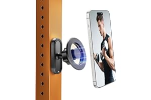 volport Gym Magnetic Phone Holder, Attaches to Metal Surfaces, Double Magnet Mount with 24 Strong Magnets, 360° Adjustable Ball Joint, for MagSafe iPhone 12-17, Gym Accessories for Workout Recording
