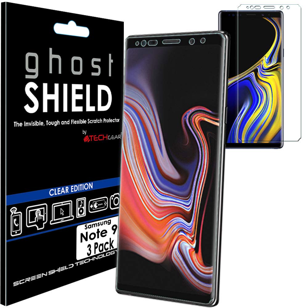 TECHGEAR [3 Pack] Screen Protectors to fit Samsung Galaxy Note 9 [ghostSHIELD Edition] Genuine Reinforced Flexible TPU Screen Protector Guard Covers with Full Screen Coverage inc Curved Screen