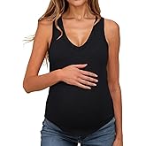 UNCLECAT Women's Maternity Tank Tops Summer V-Neck Sleeveless Pregnancy Clothes Casual Basic Shirt