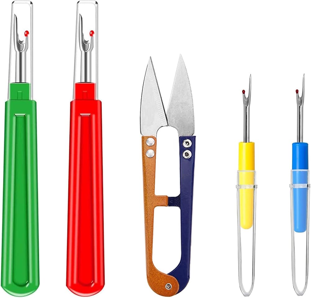 AIOUNIYA 4 PCS Seam Ripper Set Large & Small Stitch Removers Scissors Box