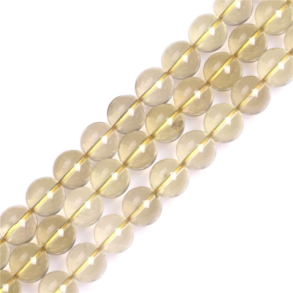 GEM-Inside Natural 12mm Yellow Lemon Quartz Round Gemstone Semi Precious Loose Beads for Jewellery Making 15''