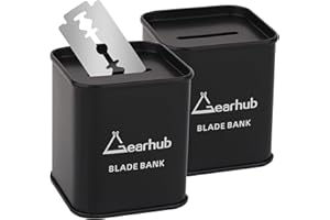 Gearhub 2 Pack Blade Bank Safely Store Used Safety Razor Blades Large Capacity Disposal for Barber Shops & Personal Use Sealed Design Holds 300+ Blades, Compact & Durable