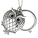 Antiqued Silvertone Filigree Owl Flip Top Magnifying Glass Pendant Necklace