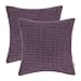 CaliTime Throw Pillow Covers Pack of 2 Comfy Corduroy Corn Striped Waffle Decorative Cushion Cases for Couch Sofa Bed Farmhouse 18 X 18 Inches Deep Purple