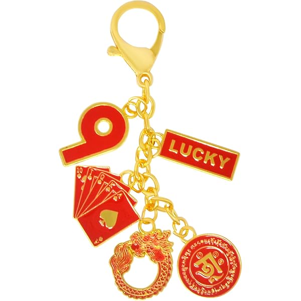 Feng Shui Wealth Activation Amulet Keychain - Multi-color Metal Talisman For Good Luck & Prosperity, 4.5" Long