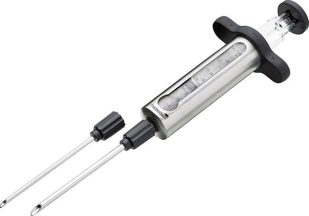 MasterClass Meat Injector Stainless Steel Dual Nozzles Brushed Casing