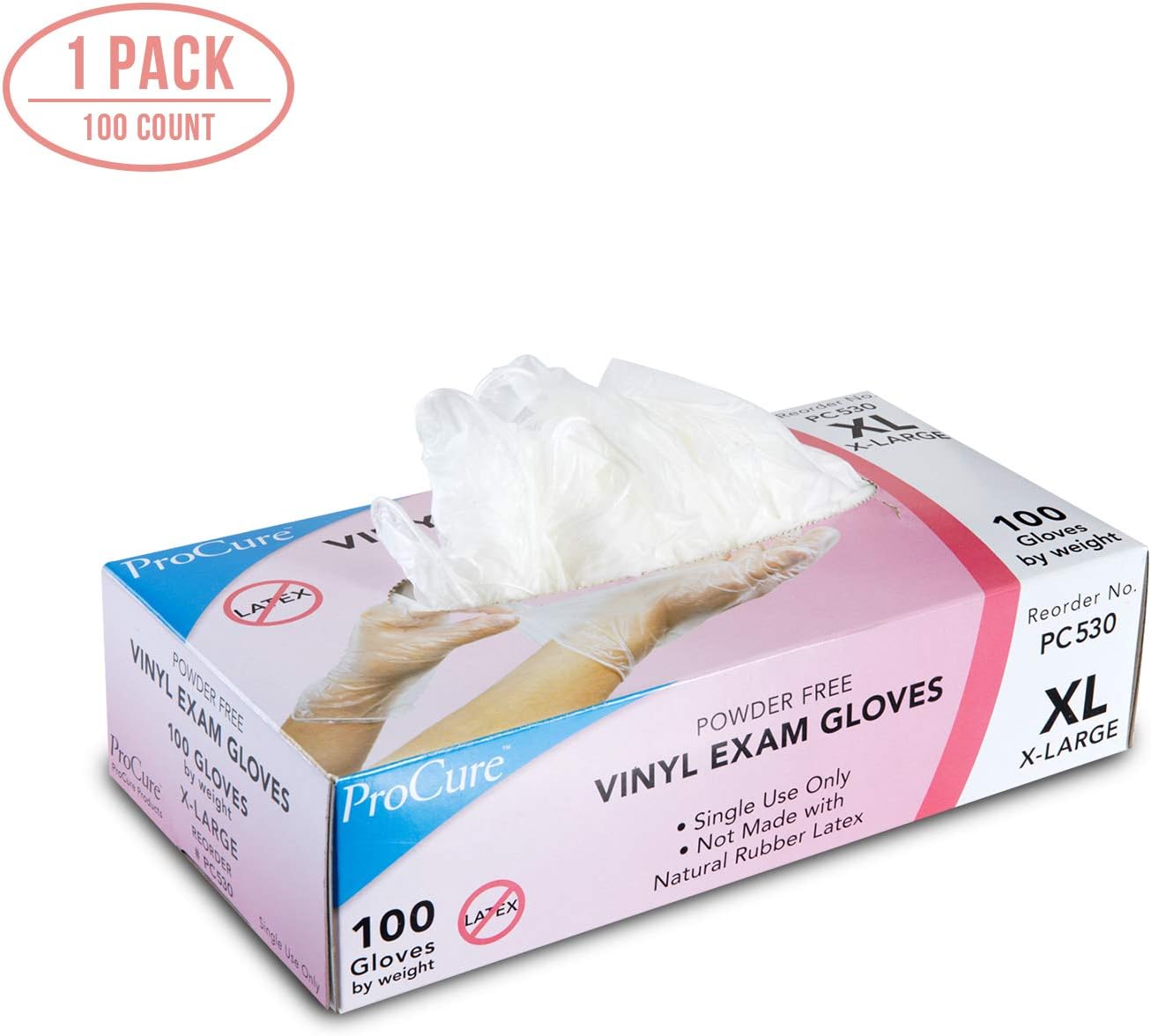 Powder Free Disposable Clear Vinyl Gloves, Extra Large 100