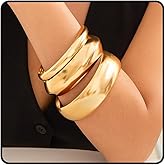 LANWLOSI Gold Bangles for Women 14k Gold Plated Gold Cuff Bracelets Adjustable Chunky Bangles Hammered Textured Irregular Cuffs Statement Jewelry Gifts for Her