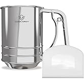 Cook Army Flour Sifter , 3 Cup Stainless Steel , Great Double-layer Baking Sifters for all Baking Flour and Powdered sugar, F