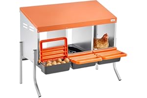 VEVOR Chicken Nesting Boxes, 3 Compartments, with Support Legs, Easy Egg Collection, Galvanized Steel and High-Strength Plast