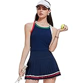 Tennis Skirt Set for Women 2 Piece Racerback Tank Top Golf Dress Activewear for Outfit Pickleball Athletic Workout