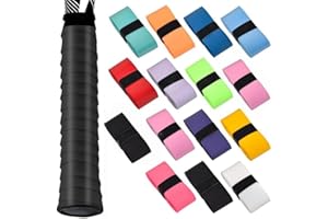 16 Pack Colorful Tennis Racket Grip Tape, Precut PU Tennis Racquet Grip Tape with Dry Feel, Anti-Slip,Sweat Absorption,Comfor